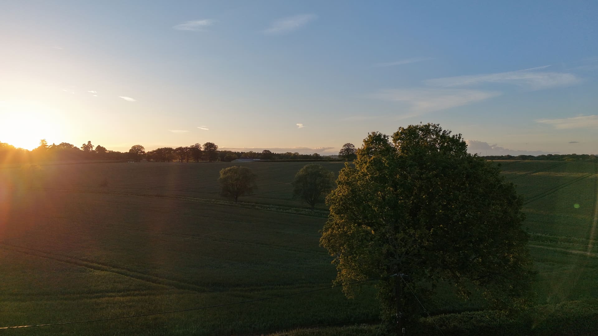 Sunset over the fields.